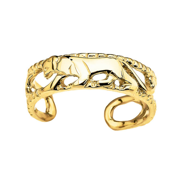 10K or 14K Solid Gold Open Design Panther Toe Ring - Yellow, Rose,or White