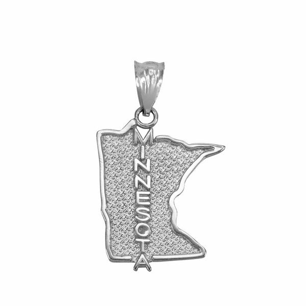 Sterling Silver Minnesota State Map United States Pendant Necklace Made in USA