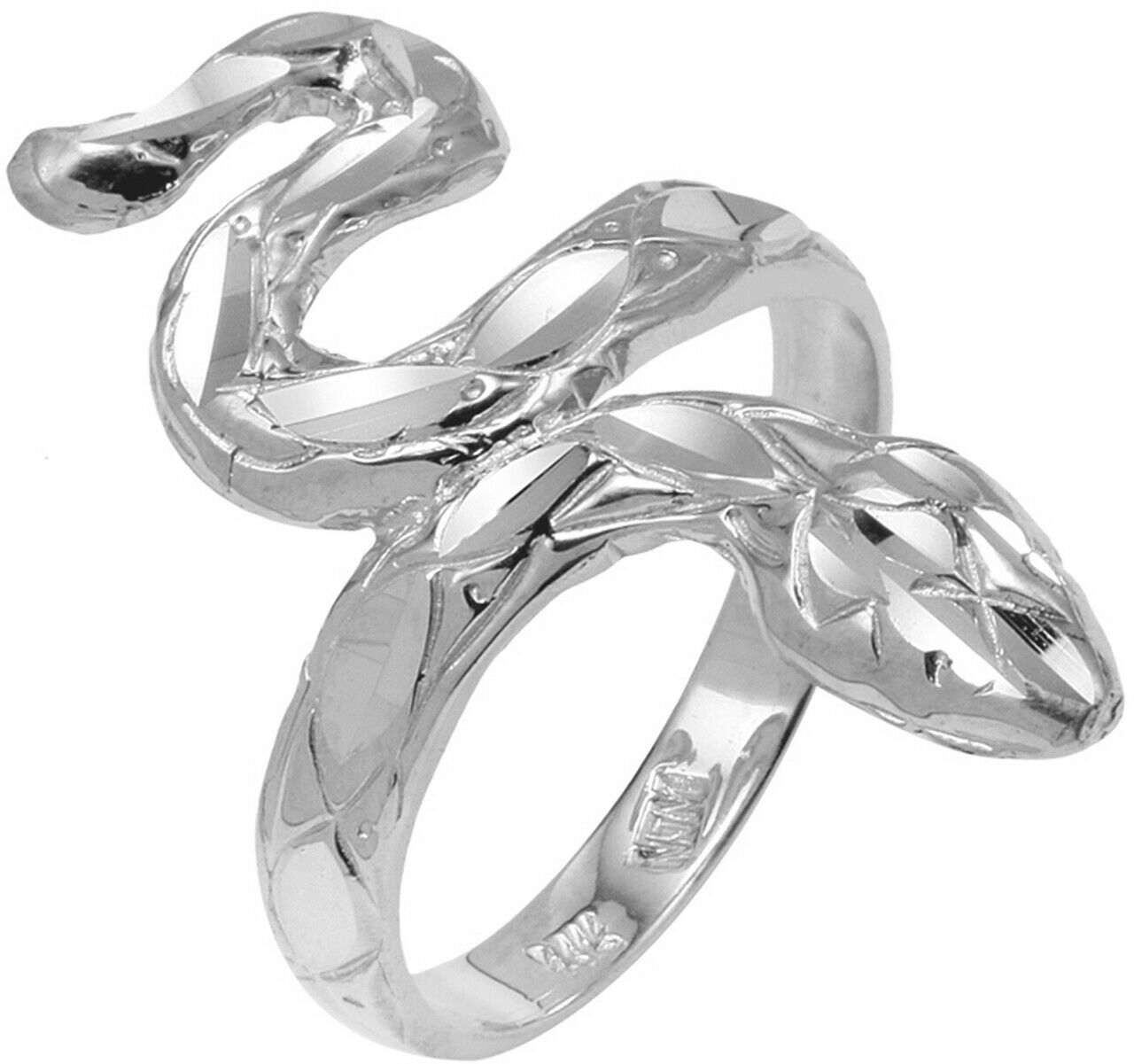 925 Sterling Silver Diamond Cut Snake Ring Any / All Size