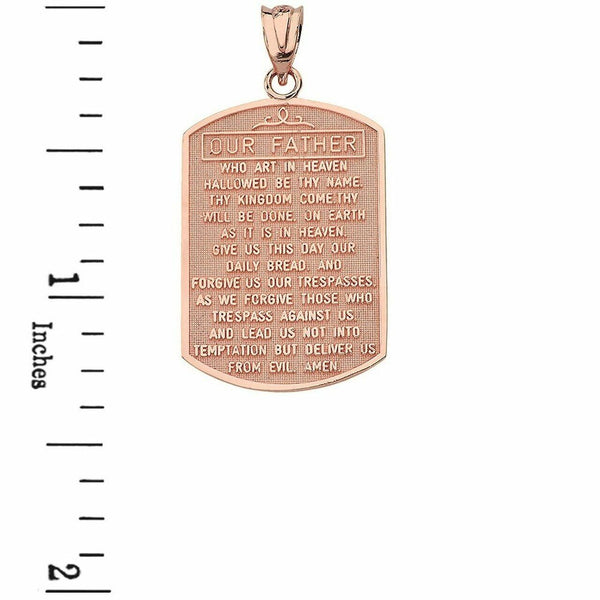 10k Rose Gold The Lord Our Father Prayer Pendant Necklace 16", 18", 20", 22"