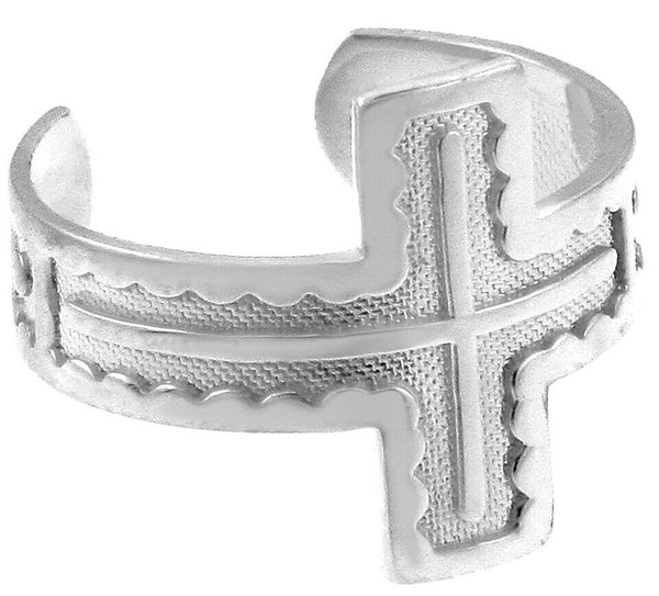 925 Sterling Silver Cross Toe Ring - Adjustable - Knuckle, Thumb Ring