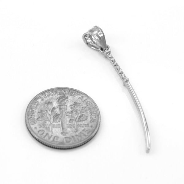 Sterling Silver Katana Japanese Samurai Sword Martial Art Pendant Necklace Short