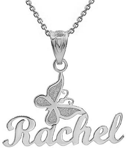 Personalized Engrave Name Sterling Silver Butterfly Pendant Necklace