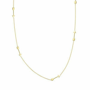 14K Solid Gold 6 Arrow Station Necklace - 16"-18" adjustable - Yellow