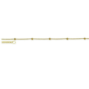 14K Solid Gold Bead Anklet Bracelet Anklet -Yellow 9"-10" inches -Minimalist