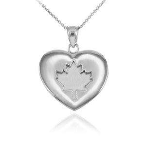 925 Sterling Silver Maple Leaf Heart Pendant Necklace