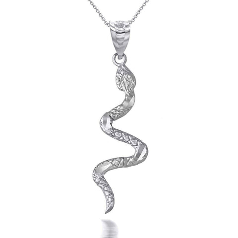 925 Sterling Silver Snake Pendant Necklace 16", 18", 20", 22"