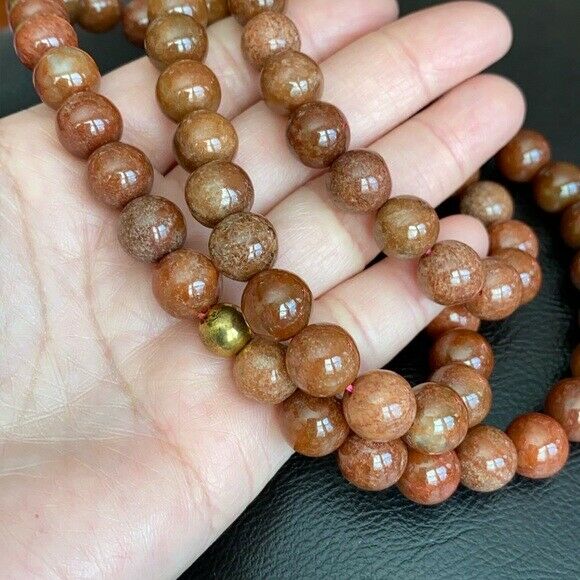 Round Natural Red Jade bead Beaded necklace 108 pcs Prayer 26 inches 10 mm