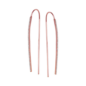 NWT 925 Sterling Silver Gold Fancy Medium CZ Hook Threader Fashion Earrings