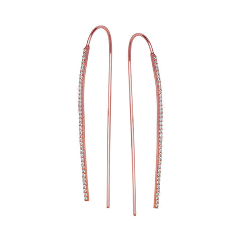 NWT 925 Sterling Silver Gold Fancy Medium CZ Hook Threader Fashion Earrings