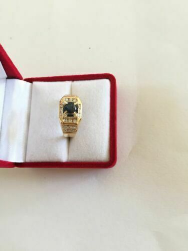 NWOT 14K Yellow gold Sapphire and diamonds Ring Size 7 Unisex