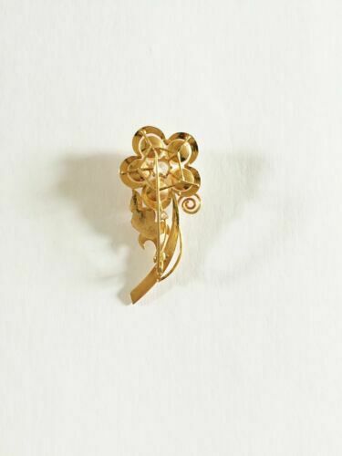 NWOT 14K Solid Yellow Gold Flower Fresh Water Pearl Brooch Pin