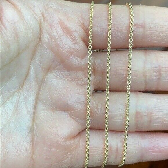 14 k Solid Yellow Real Gold 1.5 mm Light Cable Chain Necklace 16",18" Lobster