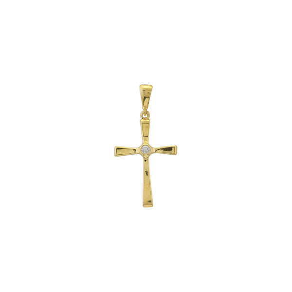14k Solid Real Yellow Gold Small Mini CZ Cross Pendant Necklace 16" 18" 20" 24"