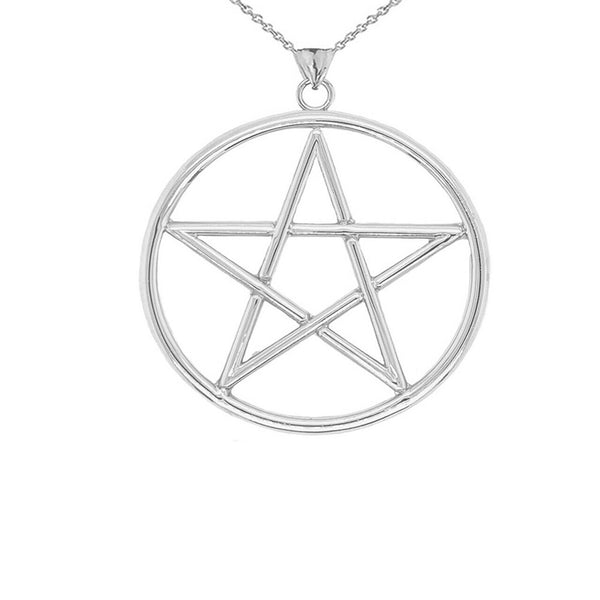 Large 925 Sterling Silver Pentagram Pendant Necklace 16",18", 20", 22"