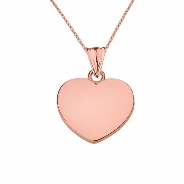 10k Solid Rose Gold Simple Mini Small Heart Pendant Necklace 16" 18" 20" 22"