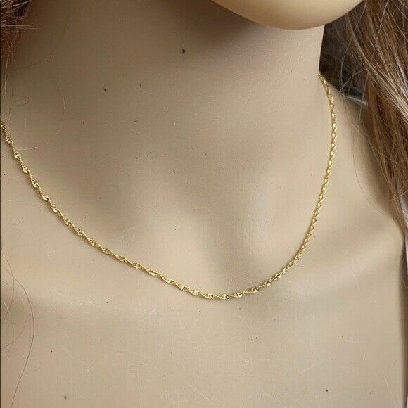 14k Gold Plated Sterling Silver Italian Italy TWISTED SINGAPORE Chain 1.5 mm