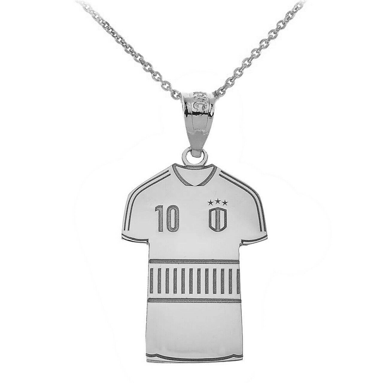 Personalized Name Number Silver Soccer Jersey Shirt Pendant Necklace