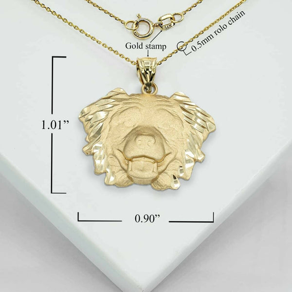 10K Solid Gold Dog Australian Shepherd Pendant Necklace  - Yellow, Rose, White