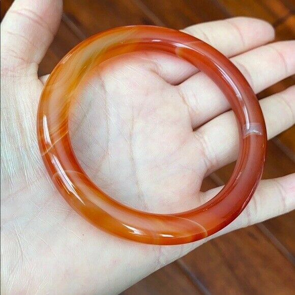 NEW Orange Red White Agate Bangle Inner Diameter 55 mm - Round Shape MN12
