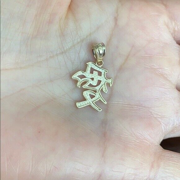 10k Solid White Gold Chinese Love Symbol Pendant Necklace 16" 18" 20" 22"