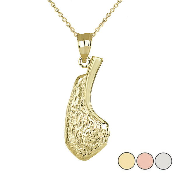 14k Solid Gold Pork Lamb Chop Grill Meat Chef Cooking Restauran Pendant Necklace