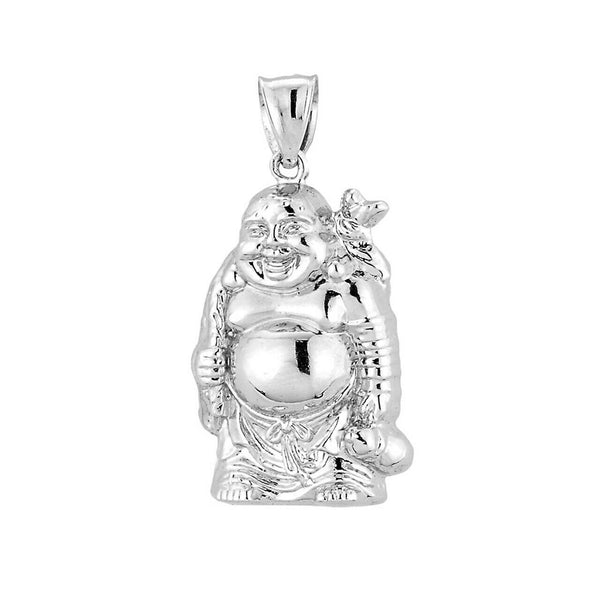 925 Sterling Silver Happy 3D Laughing Buddha Pendant Necklace