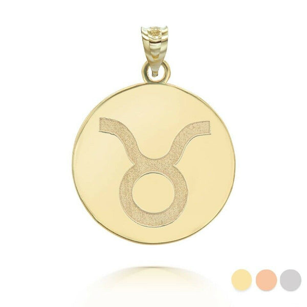 Personalized Name 10k 14k Solid Gold Zodiac Sign Taurus Pendant Necklace