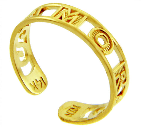 Amor Toe Ring in 10K Solid Yellow Gold Adjustable Size