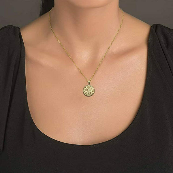Personalized Name 10k 14k Solid Gold Jesus Carrying The Cross Pendant Necklace