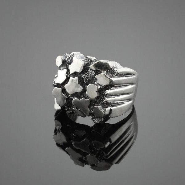 925 Pure Sterling Silver Nugget Men's Ring All / Any Size
