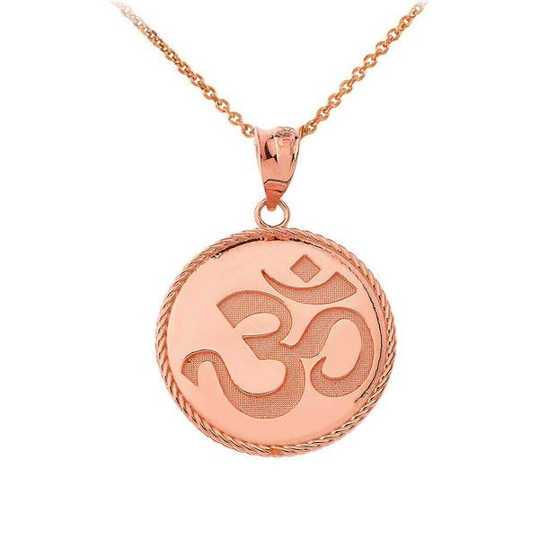 10k Solid Gold Ohm OM AUM Symbol Yoga Buddhism Hinduism Pendant Necklace