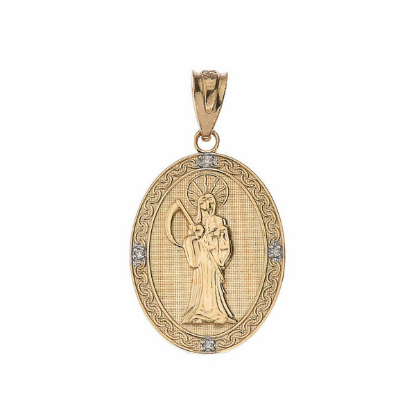 14K Solid Gold Scale Of Justice With Diamonds Pendant Necklace