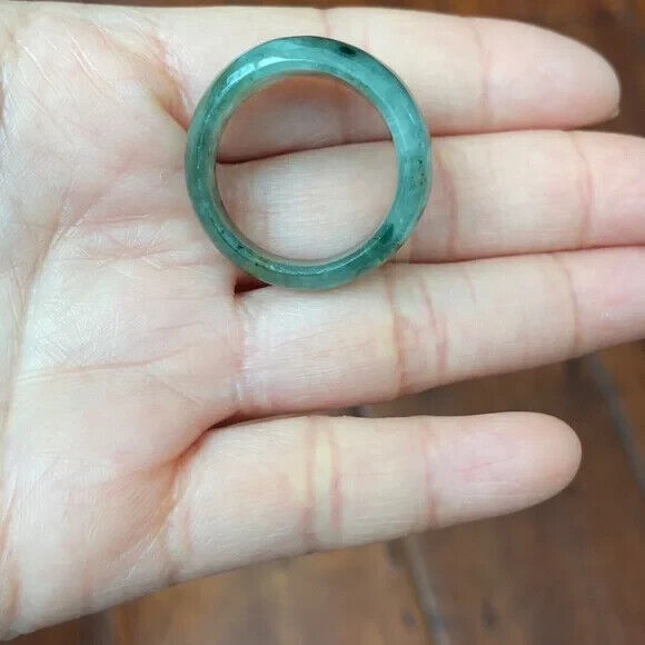 Green Natual Jade Band Ring Big Size 11 - Unisex Width 8-14mm