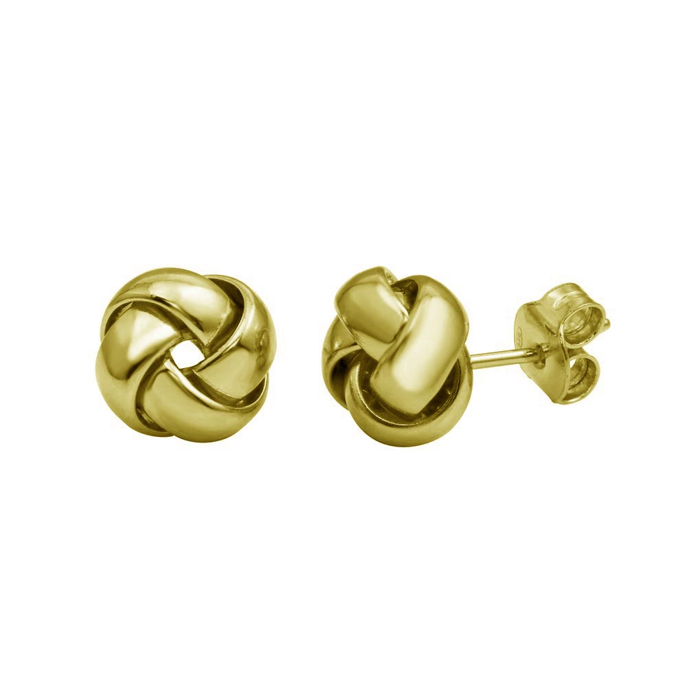 Sterling Silver 925 Gold Small Love Knot Stud Earrings