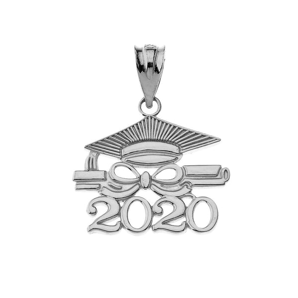 Sterling Silver Class of 2020 Graduation Diploma & Cap Pendant Necklace