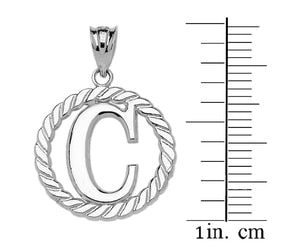 Sterling Silver "C" Initial in Rope Circle Pendant Necklace