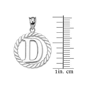 Sterling Silver "D" Initial in Rope Circle Pendant Necklace
