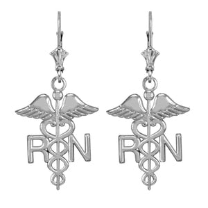 Sterling Silver Medical Registered Nurse Earrings