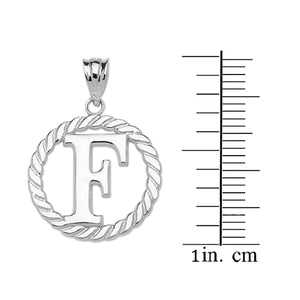 Sterling Silver "F" Initial in Rope Circle Pendant Necklace