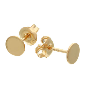 Sterling Silver 925 Gold Plated Dics Stud Earrings
