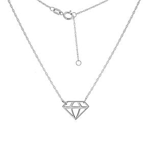 14K White Gold Mini Cut out Diamond Dainty Necklace - Minimalist