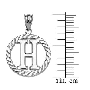 Sterling Silver "H" Initial in Rope Circle Pendant Necklace