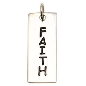 925 Sterling Silver Engravable Bar Faith Charm/Pendant