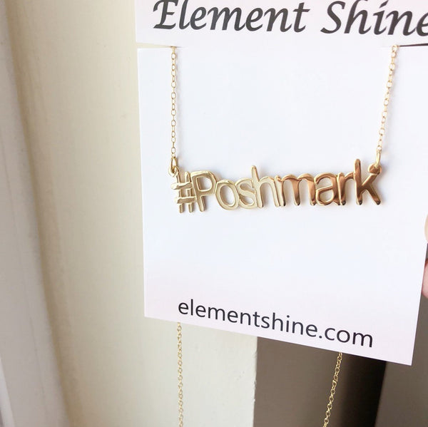 925 Sterling Silver Gold Plated Hashtag Poshmark Necklace