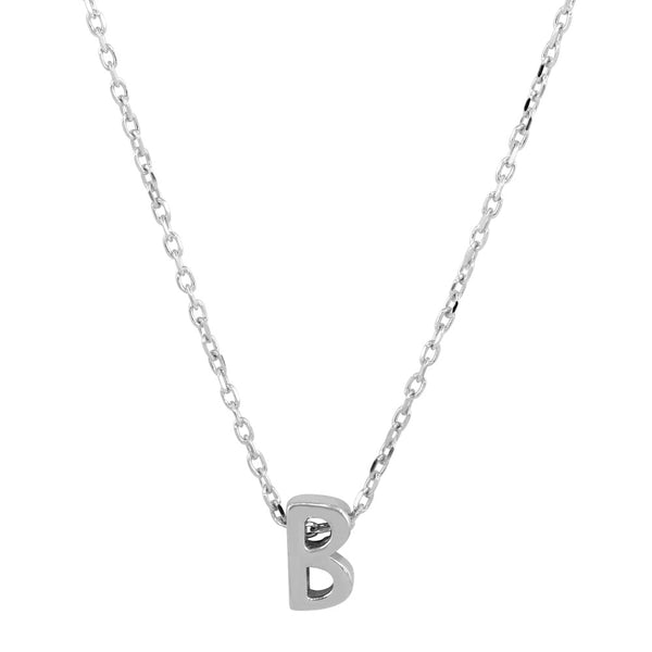 Sterling Silver Small Initial Letter B Necklace