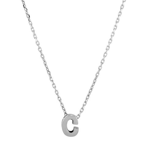 Sterling Silver Small Initial Letter C Necklace