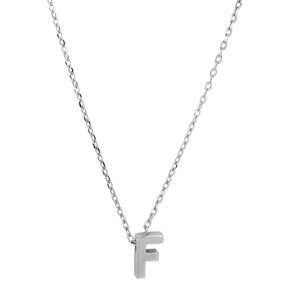 Sterling Silver Small Initial Letter F Necklace