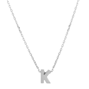 Sterling Silver Small Initial Letter K Necklace