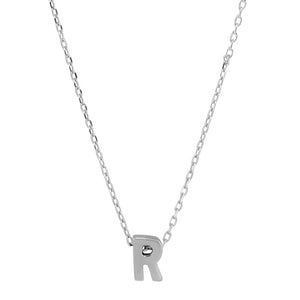 Sterling Silver Small Initial Letter R Necklace
